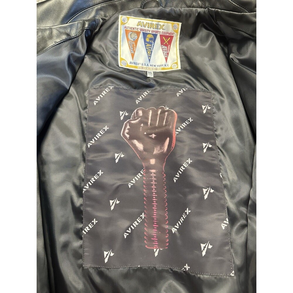 NEW XXXL Avirex Hardies NYC Lamb Leather Black Pink Authentic Bomber Jacket Coat - Picture 8 of 13